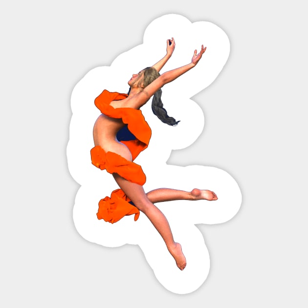 Woman girl dancer leaping in air Sticker by Fantasyart123